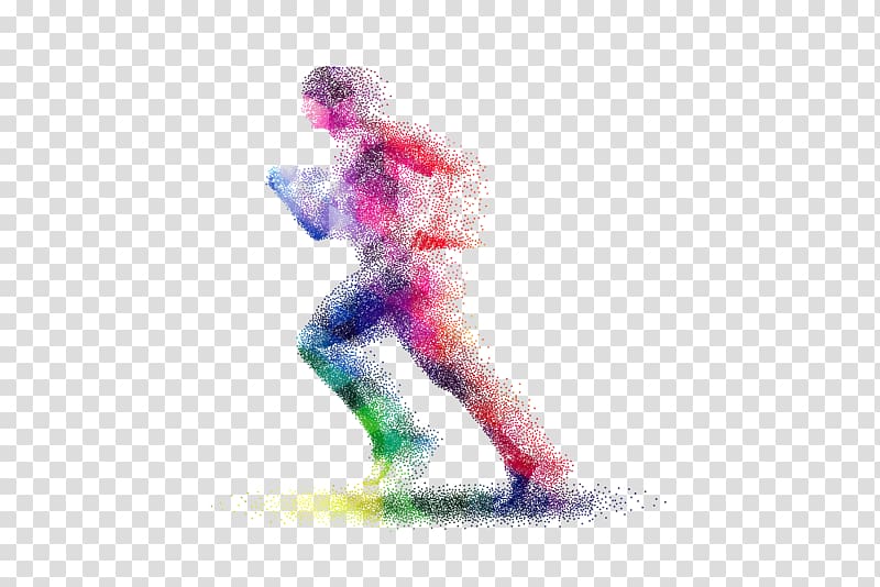 The Color Run Running, Colorful silhouette transparent background PNG clipart