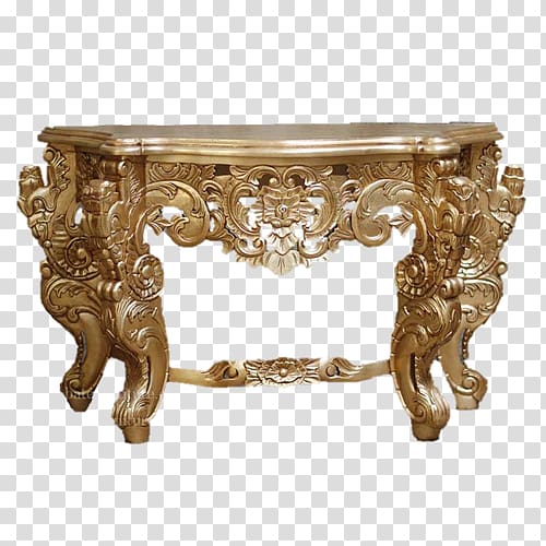 Table Gold leaf Furniture Wood, exquisite carving. transparent background PNG clipart