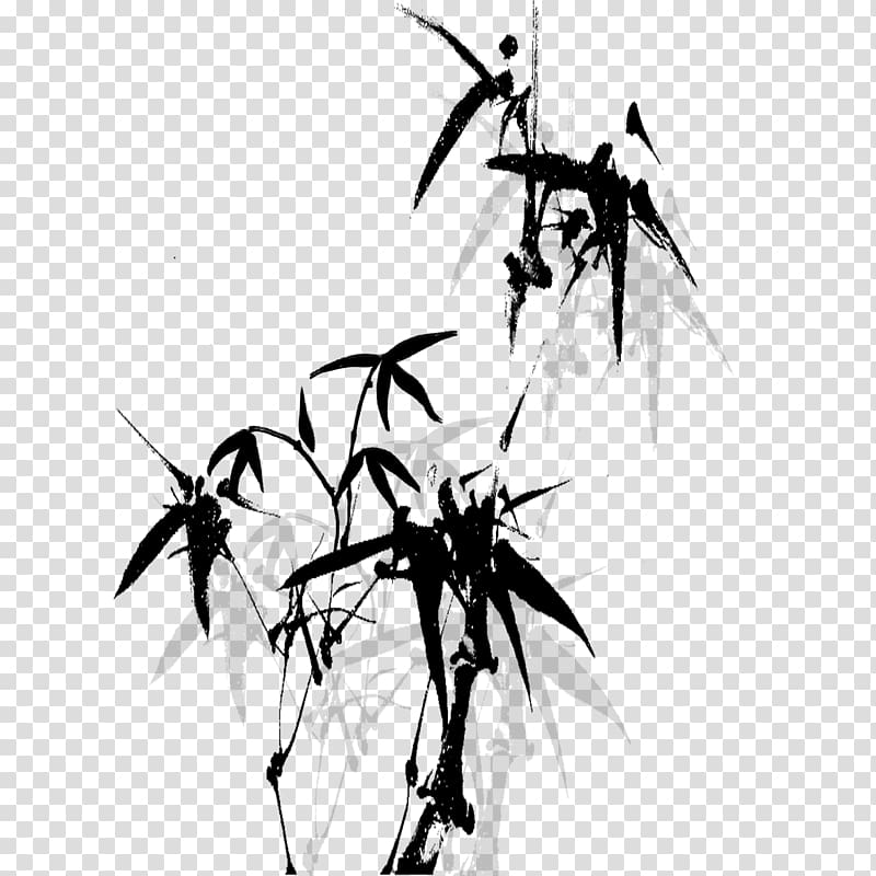 Ink wash painting Bamboo Chinoiserie Chinese painting, bamboo transparent background PNG clipart