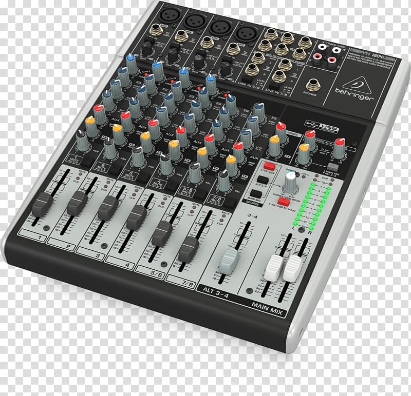 Microphone Behringer Xenyx X1204USB Audio Mixers Behringer Xenyx 802, sound mixer transparent background PNG clipart