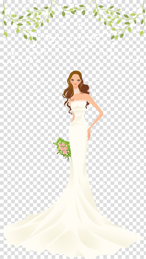 Bride Wedding , Beautiful beautiful wedding bride material, woman in white gown illustration transparent background PNG clipart