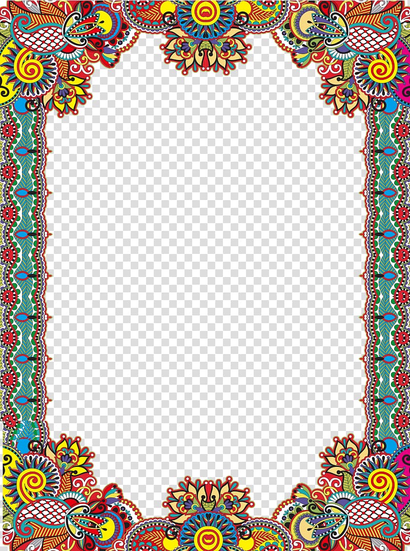 multicolored floral digital frame, Visual arts Pattern, China Wind pattern frame transparent background PNG clipart