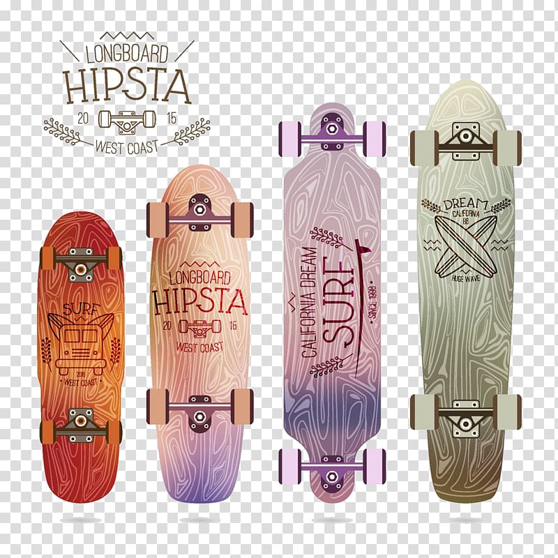Longboard Surfing Skateboarding illustration, Wood prints skateboard transparent background PNG clipart