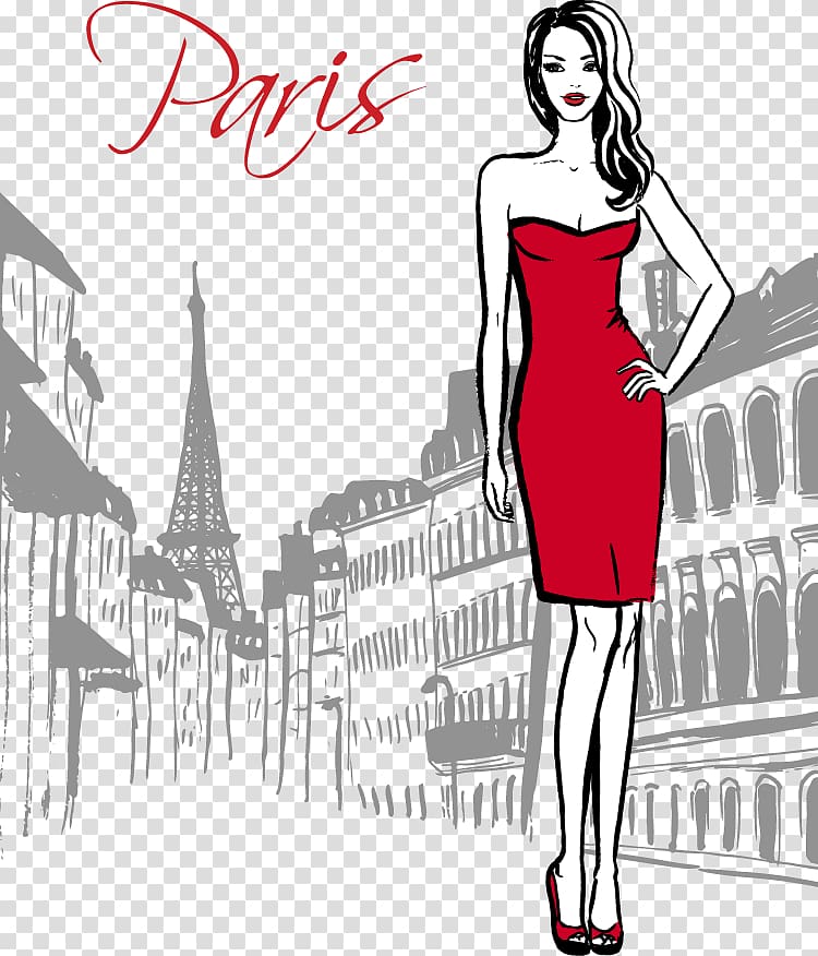 Paris Drawing Fashion Illustration, Hand-painted Sexy Women transparent background PNG clipart