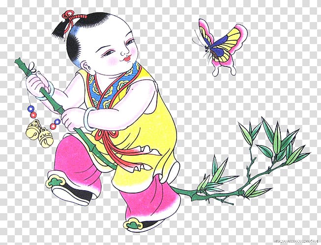 Zhuxian New Year Chinese New Year Child Tradition, Chinese New Year paintings transparent background PNG clipart