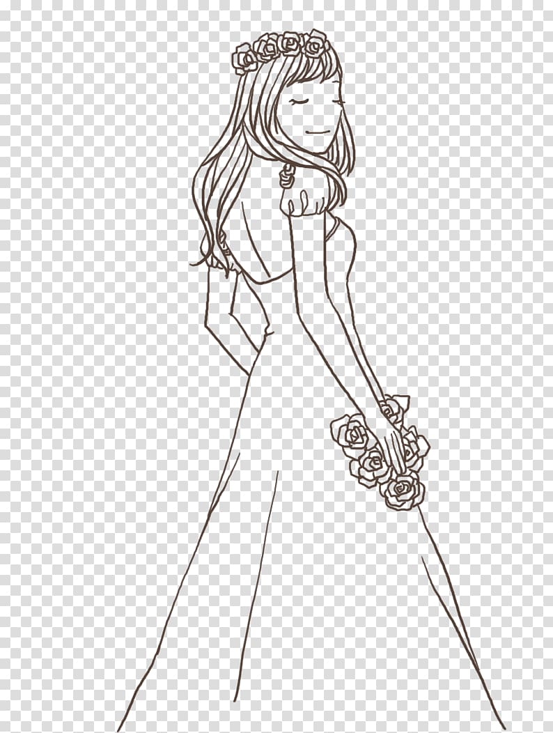 Bride Drawing Wedding dress, The bride wore a wedding dress transparent background PNG clipart
