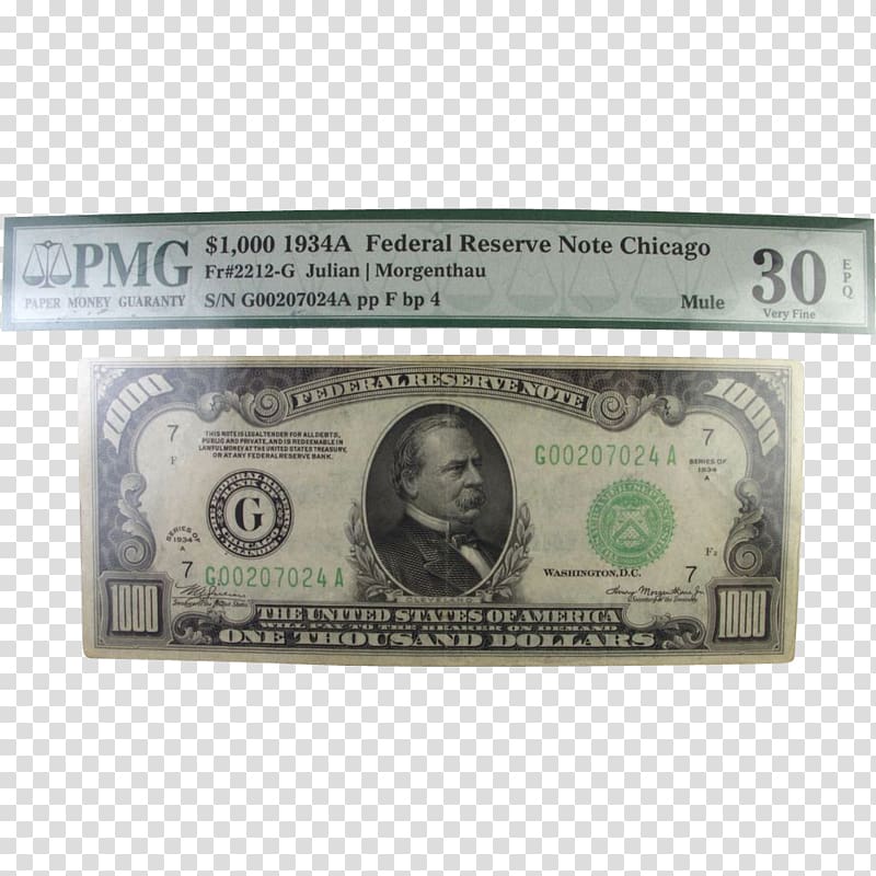 United States one-dollar bill United States Dollar Federal Reserve Note Large denominations of United States currency Banknote, banknote transparent background PNG clipart