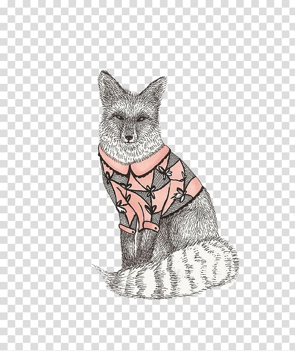 Drawing Animal Fox Illustration, Hand-painted arctic fox transparent background PNG clipart