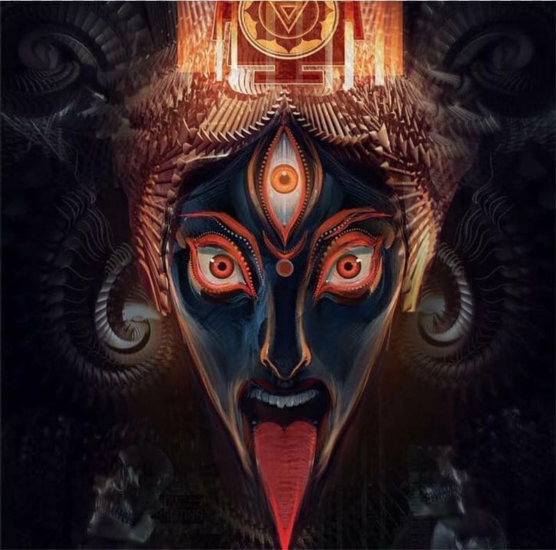 black, red, and brown face painting, Shiva Kali Art Hinduism Goddess, Durga Maa transparent background PNG clipart