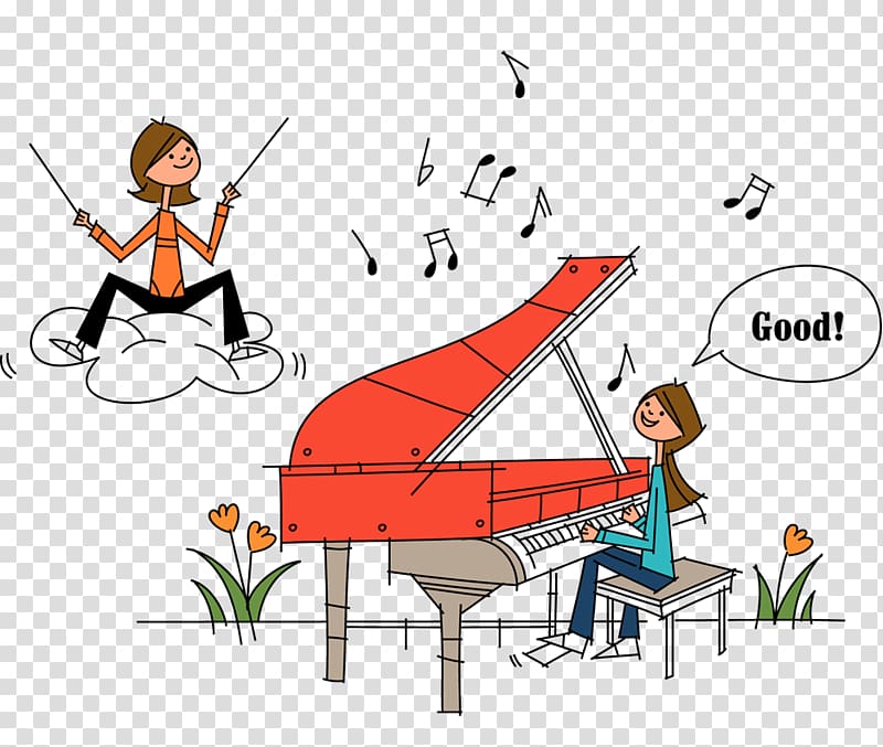 Piano Drawing Illustration, play piano transparent background PNG clipart