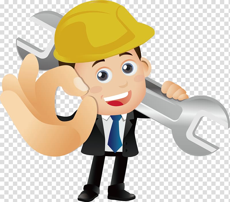 man holding open wrench tool illustration, Architectural engineering, engineer transparent background PNG clipart