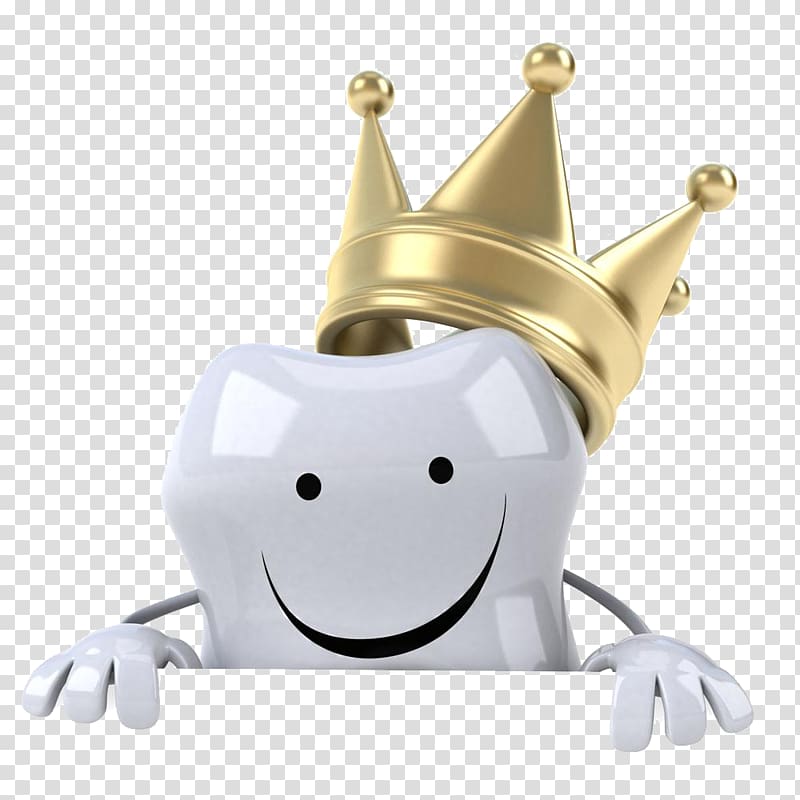 tooth with gold crown , Tooth Cartoon, Wearing a crown of teeth transparent background PNG clipart