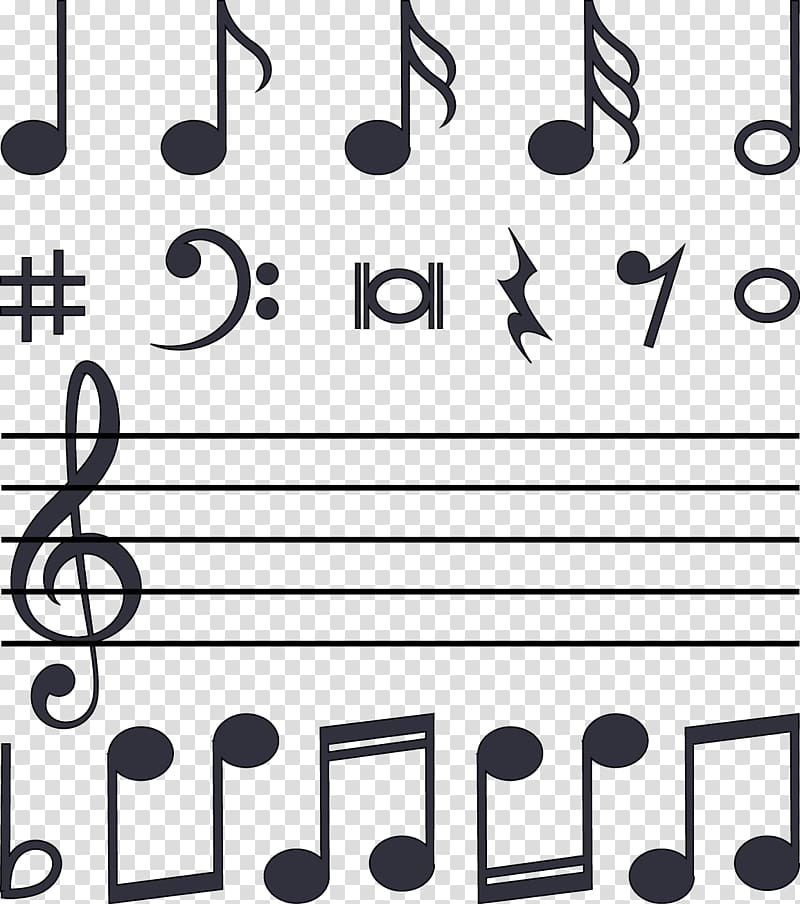 Musical note Staff, notes and staves design material transparent background PNG clipart