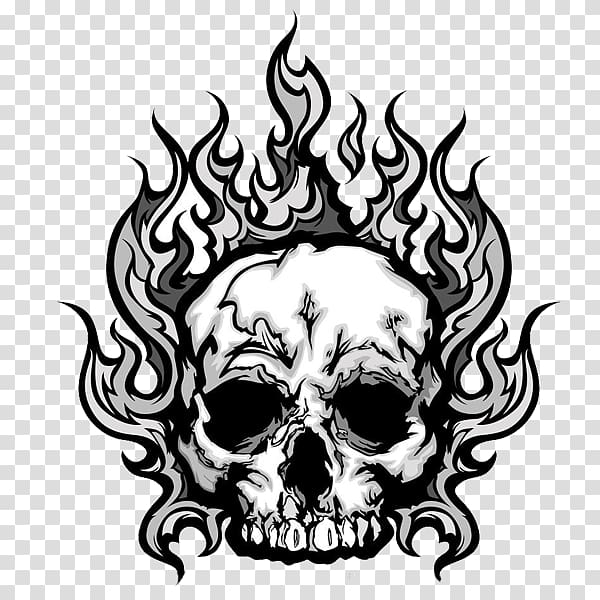 fire skull illustration, Skull Human skeleton , Free wildfire skull to pull the material transparent background PNG clipart
