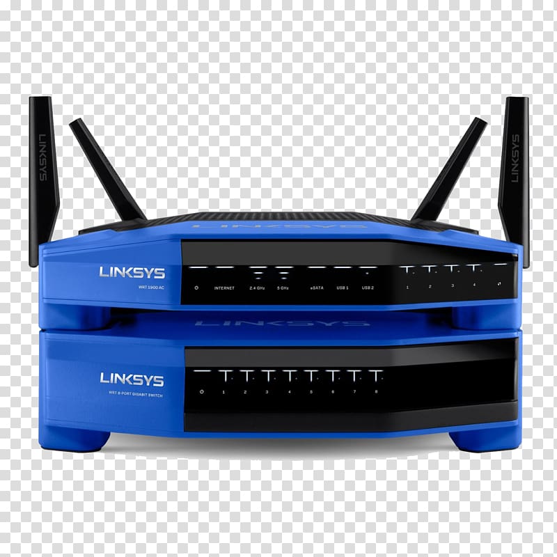 Gigabit Ethernet Network switch Linksys WRT1900AC, router transparent background PNG clipart