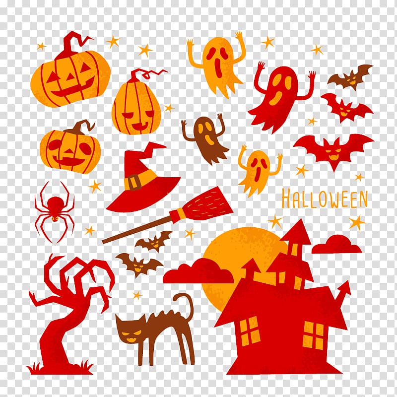 Halloween card Greeting card Illustration, Halloween elements transparent background PNG clipart