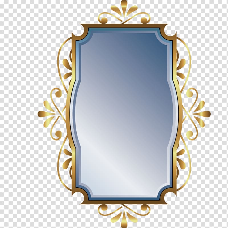 brown floral framed mirror , Gold Euclidean , Gold frame card border transparent background PNG clipart