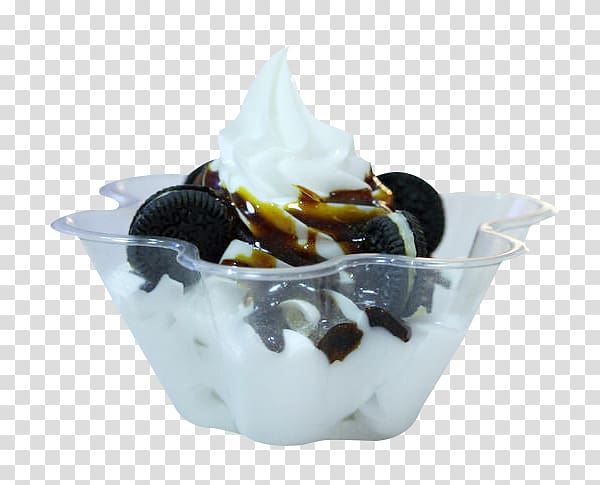 Chocolate ice cream Sundae Frozen yogurt Dame blanche, Biscuit Ice Cream transparent background PNG clipart