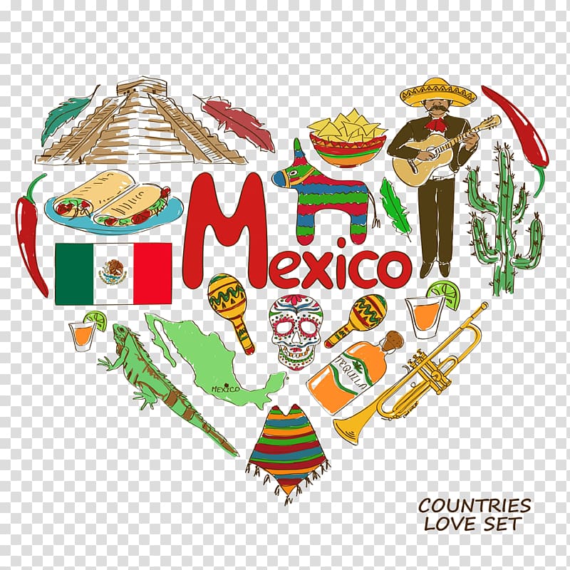 mexico heart-shaped elements transparent background PNG clipart