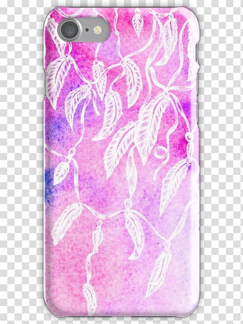 Apple iPhone 8 Plus Visual arts Pink M Watercolor painting, hand drawn feather transparent background PNG clipart