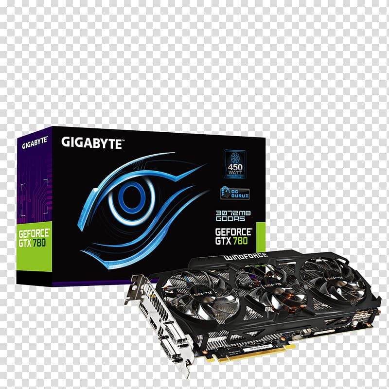 Graphics Cards & Video Adapters Overclock Graphics Card GV-N780OC-3GD GeForce GDDR5 SDRAM Gigabyte Technology, power supply graphics card transparent background PNG clipart