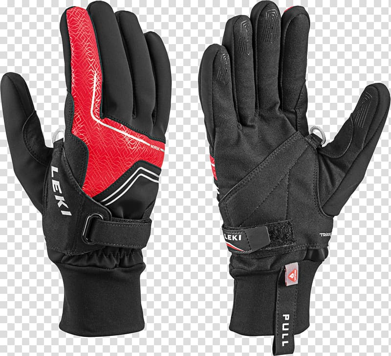 Leki Nordic Thermal Gloves Shark, Unisex, Handschuhe Nordic Thermo Shark, Black-Red-Silver, Length 204 mm; Width 254-279 mm Cross-country skiing Guanto da sci, skiing transparent background PNG clipart
