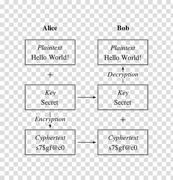 Cryptography Symmetric-key algorithm Alice and Bob,logy, Symmetrickey Algorithm transparent background PNG clipart