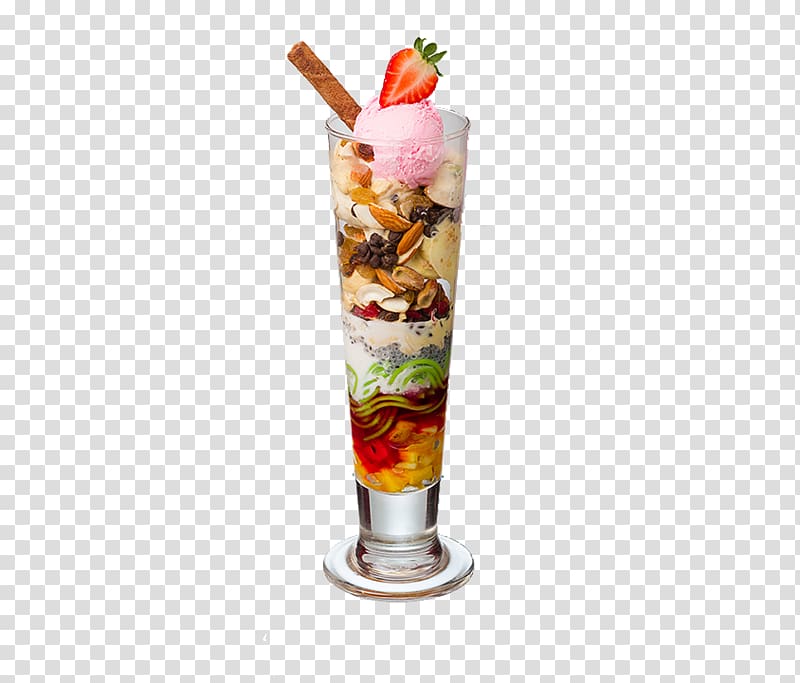 mixed fruits, nuts, and ice cream inside clear footed glass, Falooda Juiceco Malaysia Ice cream Drink, juices transparent background PNG clipart