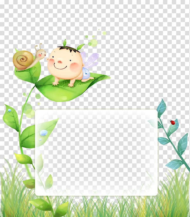 Web template Illustration, Illustration doll on the leaves and snails transparent background PNG clipart