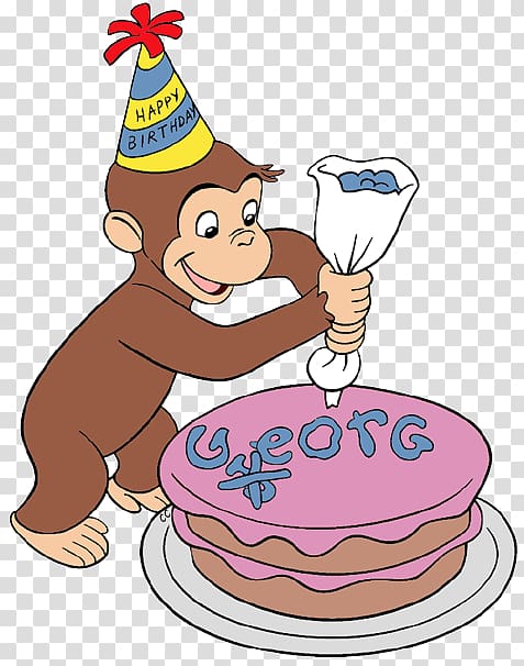 monkey pouring icing on cake illustration, Curious George Birthday cake Cake decorating , Birthday Curious transparent background PNG clipart