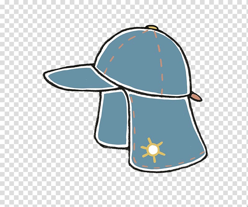 Sun hat Cartoon Illustration, Blue sun hat transparent background PNG clipart