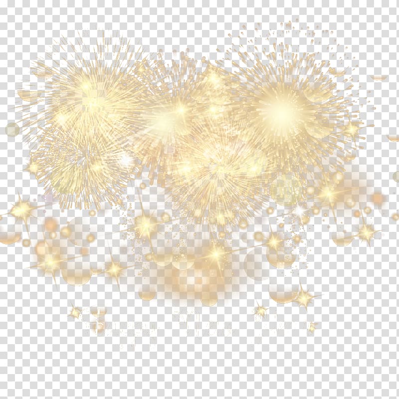 Yellow Lighting Pattern, Golden fireworks New Year greeting card transparent background PNG clipart