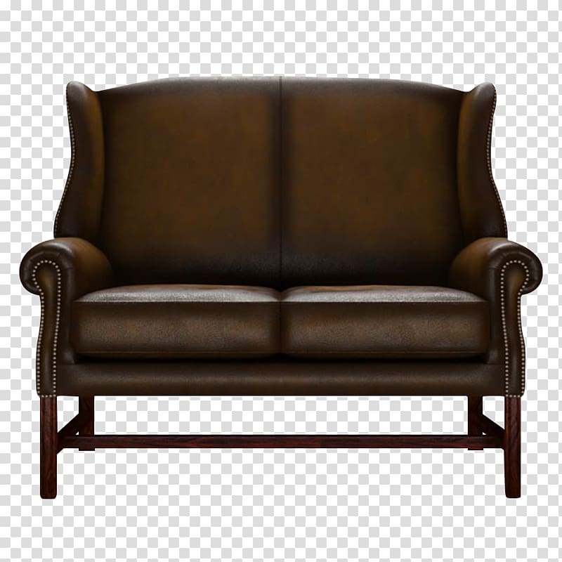 Loveseat Couch Leather Chesterfield Club chair, chair transparent background PNG clipart