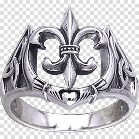 Silver Claddagh ring Fleur-de-lis Clothing Accessories, silver transparent background PNG clipart