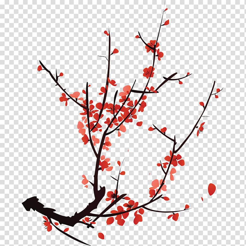 Plum blossom Chinoiserie Illustrator Illustration, Plum Petals transparent background PNG clipart