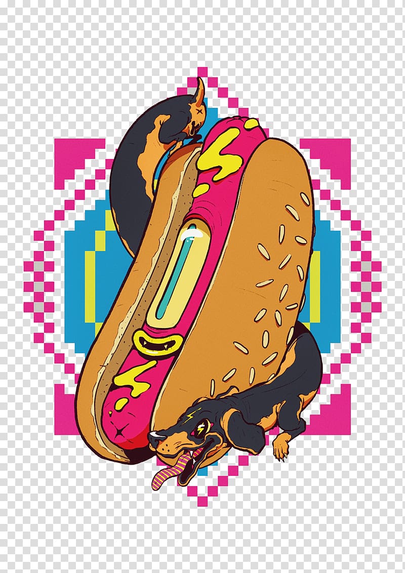 Hot dog Illustration, hot dog transparent background PNG clipart