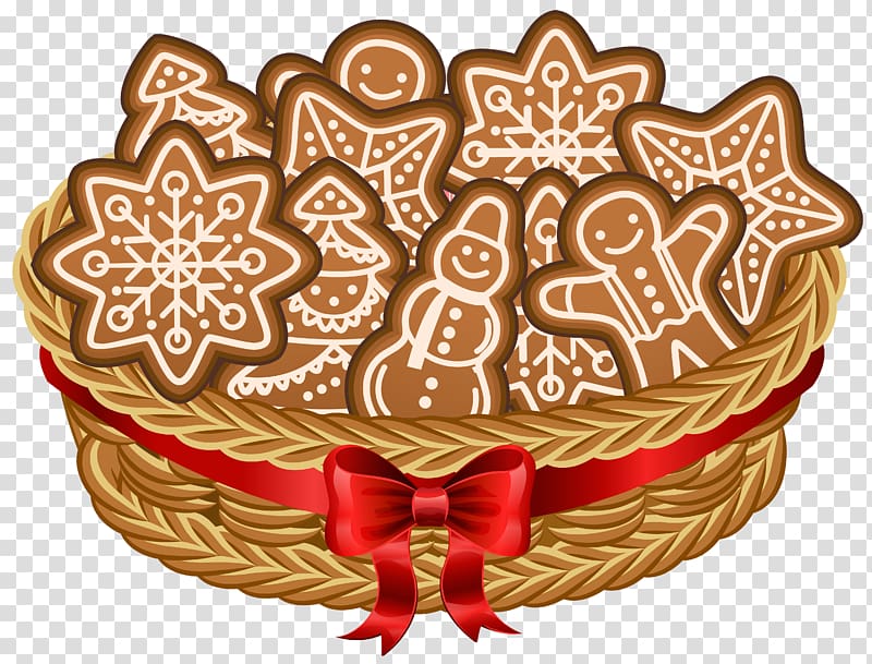 ginger bread in bucket, The Gingerbread Man Cookie , Christmas Basket with Gingerbread Cookies transparent background PNG clipart