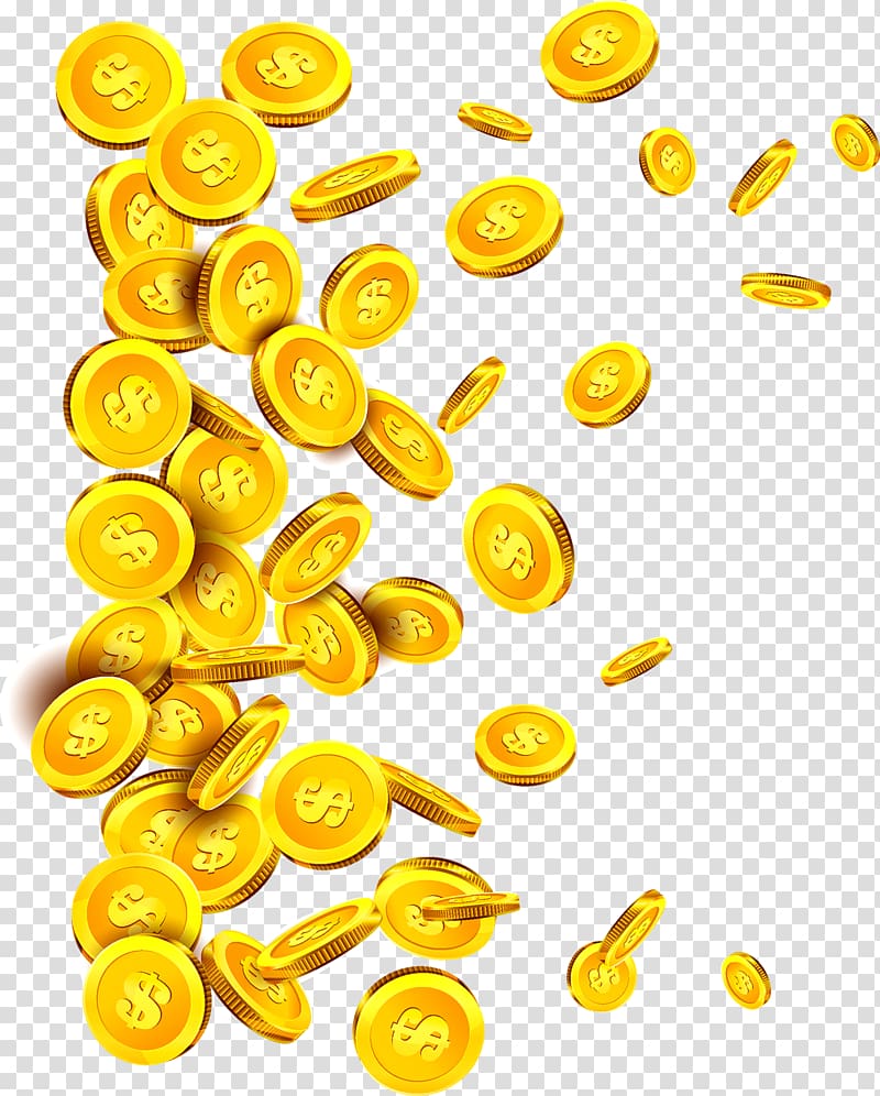 gold coin illustration, Gold coin Money, Floating coins transparent background PNG clipart