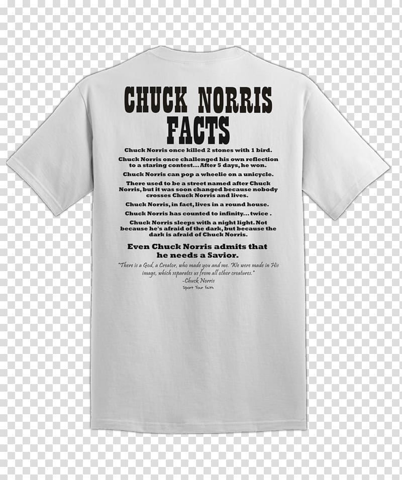 T-shirt Chuck Norris facts Sleeve Clothing, T-shirt transparent background PNG clipart