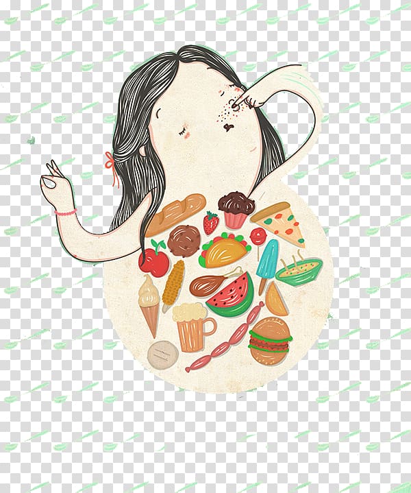 Illustrator Eating Illustration, Rain eat girl transparent background PNG clipart
