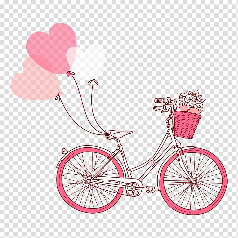 Valentines Day Drawing Illustration, bicycle transparent background PNG clipart