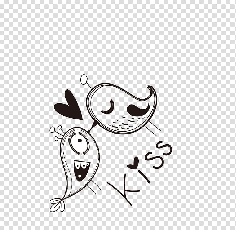 Cartoon Illustration, Bird kiss transparent background PNG clipart