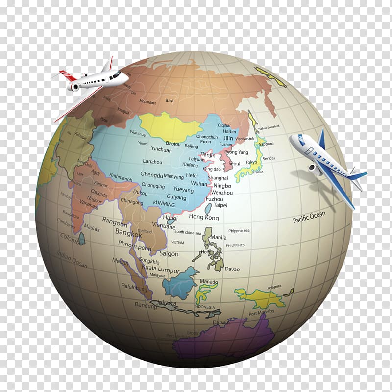 Globe Airplane Respina Airline, Free to pull the material plane Globe transparent background PNG clipart