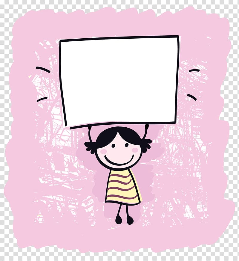 Illustration, The child raises the white board transparent background PNG clipart