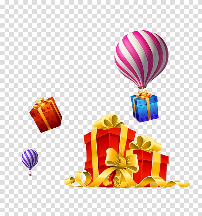 Christmas gift Christmas gift Ribbon, Hot air balloon ribbon bow gift gift transparent background PNG clipart