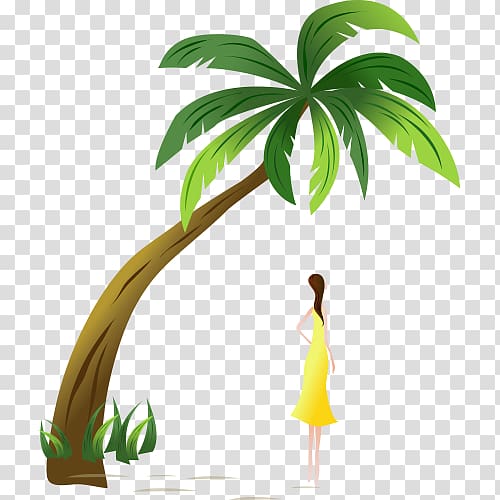 Coconut water Tree Coconut oil, Coconut tree girl transparent background PNG clipart