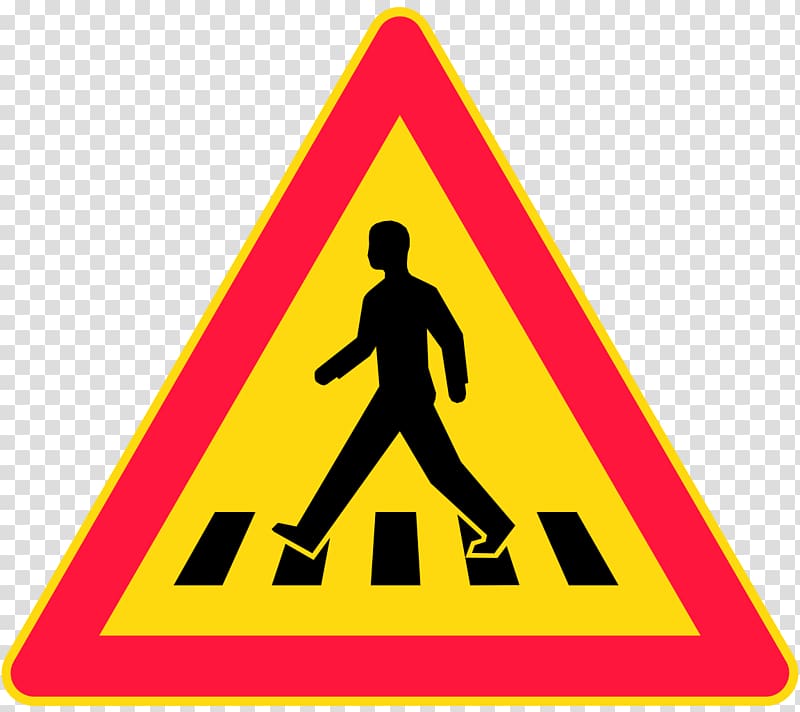 Traffic sign Road Pedestrian crossing Warning sign, FINLAND transparent background PNG clipart