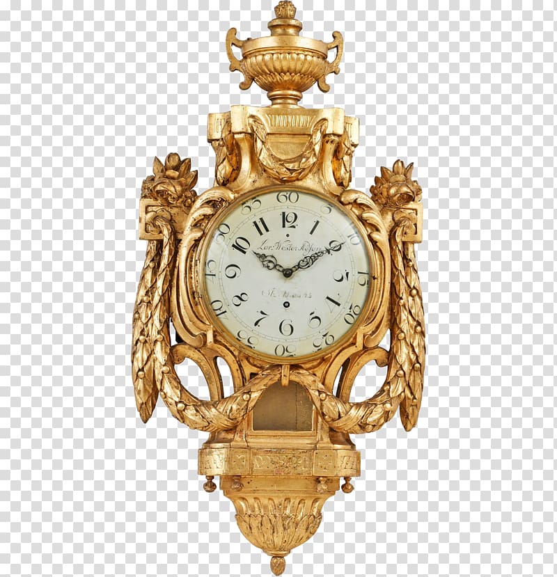 gold framed clock with handle, Pendulum clock Alarm clock Mantel clock, clock transparent background PNG clipart