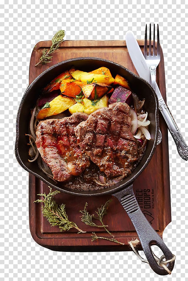 fried meat, Beefsteak Pepper steak Meat, Black pepper steak transparent background PNG clipart