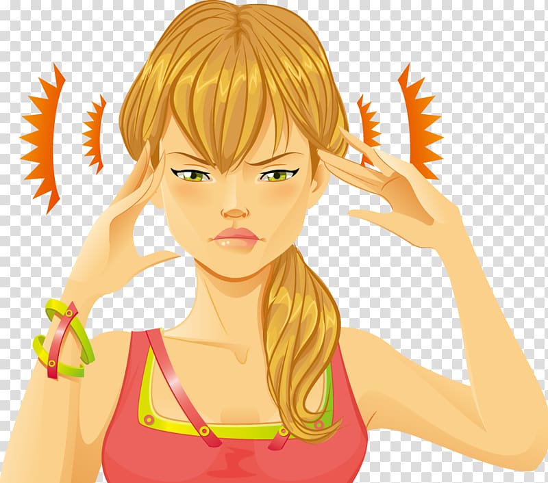 Headache Migraine Illustration, Girl transparent background PNG clipart